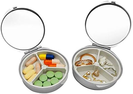 Kutija za tablete kutija za tablete ukrasne kutije za tablete s ogledalom putne kutije za lijekove metalni mali okrugli spremnik držač
