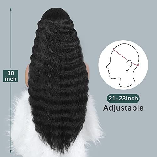 Instastyle 30 -inčni sintetički kovrčavi perike za žene dugu crnu kosu perika čipka prednja 4 Simulirana prirodna labava labava vala