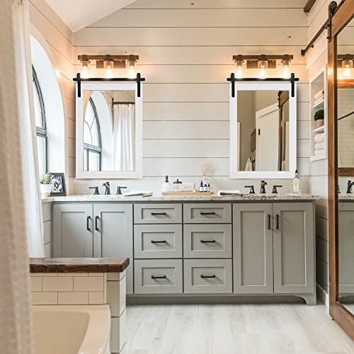 Kartoosh Bijela seoska kuća zidna zrcala u stilu staje u stilu čvrsto drveno ogledalo rustikalno zidno ogledalo za kupaonicu, ulaz,