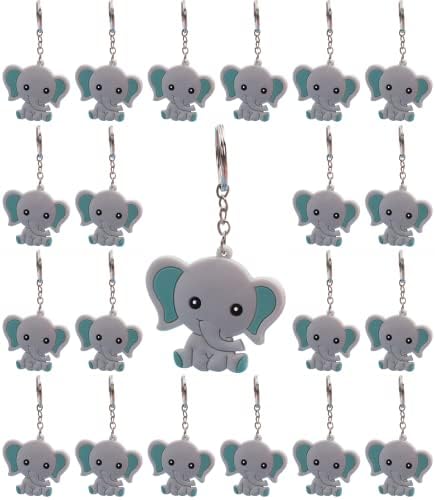 Phaeton 50pcs plavi slonovi ključevi ključ prstena za slon tematske zabave favorizira privjesak, zalihe za rođendanske zabave, zabave