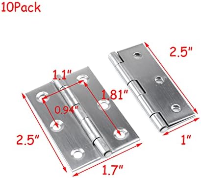 Hevstil 10pack 2,5-inčni Sklopni šarke od nehrđajućeg čelika ormarića ormara ormara vrata vrata kućni namještaj hardver za kućni namještaj