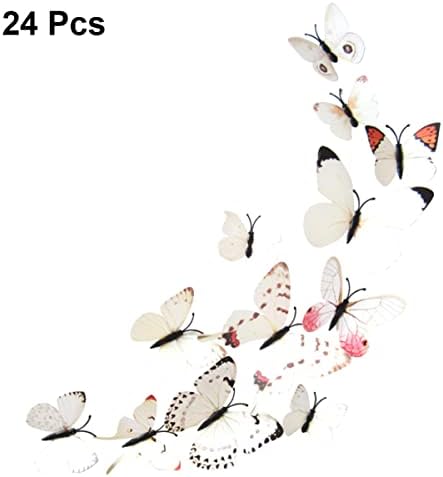 Kisangel 24pcs uklonjivi prozor ukras leptir ljepljive sobe white dnevni vrtni sobe naljepnice za djecu vrtić spavaća soba životinjski