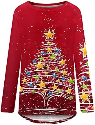 Predimenzionirane božićne duge tunike za žene s visokim niskim rukom posade trenirke LED neon svjetlost božićna majica majice