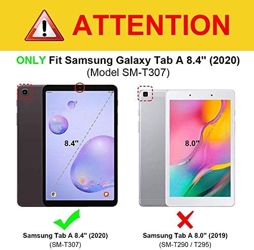 TPACC slučaj za Samsung Galaxy Tab A 8.4 2020 Model SM-T307, tanak zaštitni slučaj PU kože SAVJETNI stalak za višestruko gledanje TPU-a