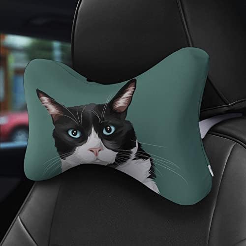 Crno bijelo plave oči Cat Car Neck Jastuk od 2 jastuka za glavu u obliku kostiju Jastuci za glavu Jastuka za kućni automobil ukrasni