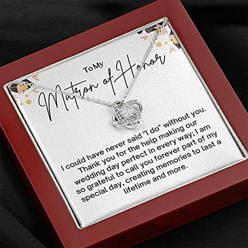 Nakit-razglednice s porukama, ručno izrađena Ogrlica - personalizirani poklon ogrlica s ljubavnim čvorom, poklon počasne Matrone, Hvala