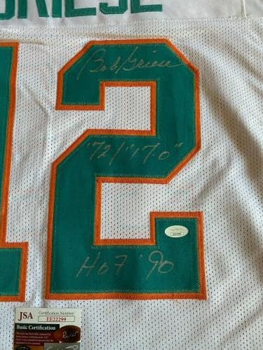 Bob Griese, autogramirani Upisani bijeli Jersey - Autografirani NFL dresovi