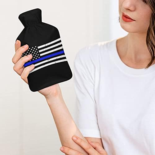 Policijska plava linija američka zastava injekcija gumene boce s toplim vodama s toplim plišanim poklopcem za krevet menstrualne boli