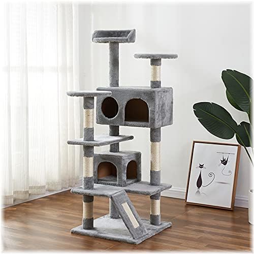 Mačji toranj, mačje stablo visoko 52,76 inča sa sisal grebalicom, mačji toranj za kućne ljubimce s podstavljenom platformom, 2 luksuzna