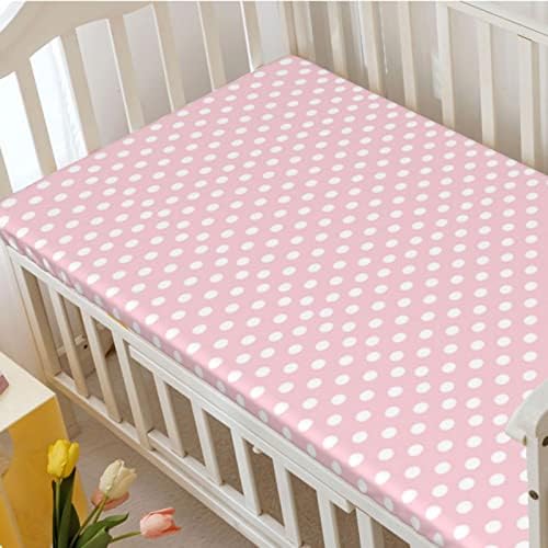 Ružičaste polka točkice s tematskim limom za krevetić, madrac sa standardnim krevetićima, mekani i prozračni plahti za bebe za dječake