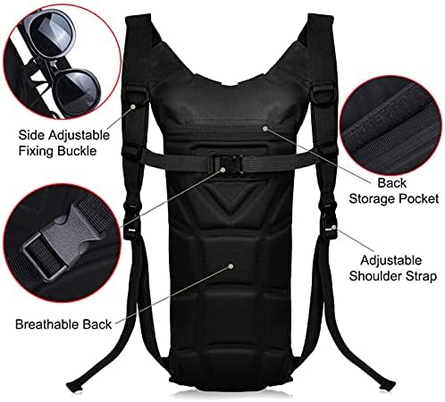 Ruksak za hidrataciju za planinarenje, Taktički crni ruksak za hidrataciju s spremnikom za vodu od 3 litre, savršen set za pohranu