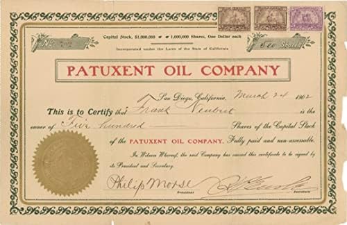 Patuxent Oil Co. - Potvrda o skladištu