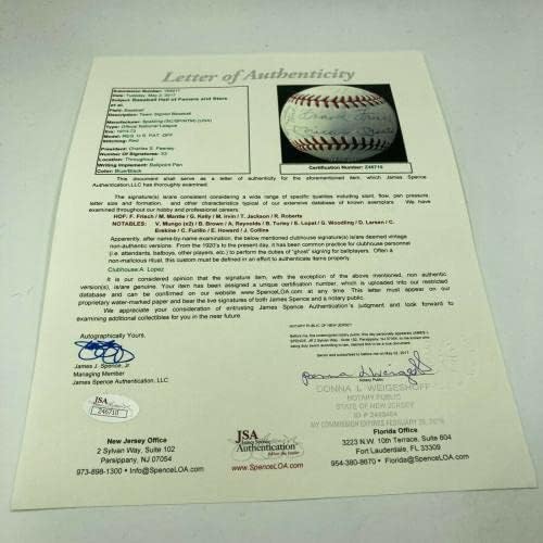 Mickey Mantle New York Hall of Fame Legends Multi potpisan bejzbol 33 Sigs JSA - Autografirani bejzbol