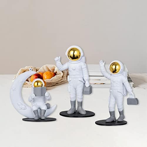 Sudemota set statue od 3 astronaut figurice za dekoraciju radne površine, čitanje na mjesecu + palčevi maše za stolovima, police za
