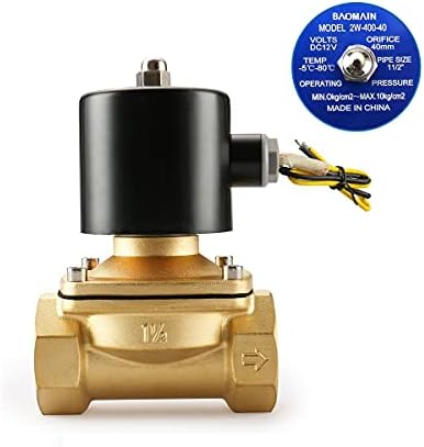 Baomain mesing električni solenoidni ventil 1-1/2 inča DC 12V niti izravno djelovanje normalno zatvorenog kompatibilnog s vodenim zrakom