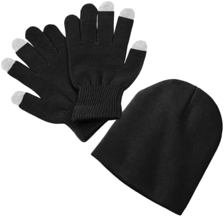 Homiegear obične crne rukavice za ekrane osjetljivih na dodir s šeširima za muškarce | Muške tople zimske pletene rukavice | Unisex