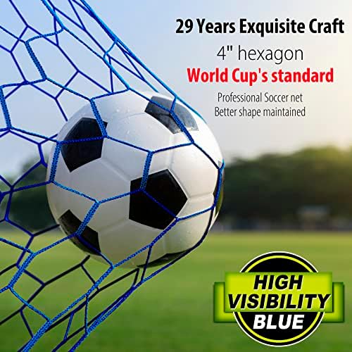 Zamjenska mreža za nogometne golove od 24 do 8 stopa, profesionalna kvaliteta terena [8,4 lb, najlon 4 mm], poboljšana otpornost na