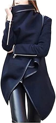 Žensko odbacivanje šal ovratnika kardigan kaput otvoreni prednji nepravilni jakna s vintage vunom mješavina rovova kaputa