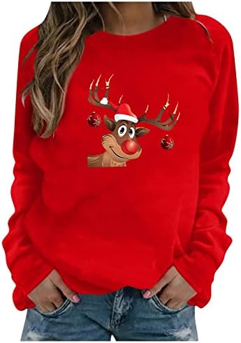 Ženske dukseve bez kapuljače božićni tisak Crewneck Twichirt Materinstva opremljena ženskim puloverima džemperi