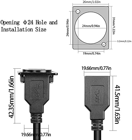 Qianneron USB 3.0 Adapter za nosač ploča 5Gbps USB 3.0 ženska osoba na USB3.0 žensko ravno kroz priključak podataka USB Kratka kabelska