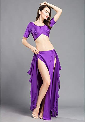Royal Smeela Belly Dance Kostim set za ženske trbušne plesne vrhove i šifonske suknje plesne haljine, jedna veličina, 6 boja