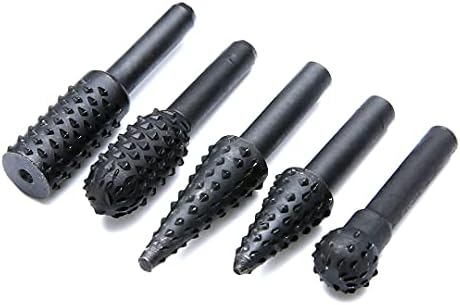 Kimllord 5pcs Black 1/4 '' 6 mm Shank Steel Rotary Burr Set Wood Wars Bušilice za većinu električnih bežičnih bušilica