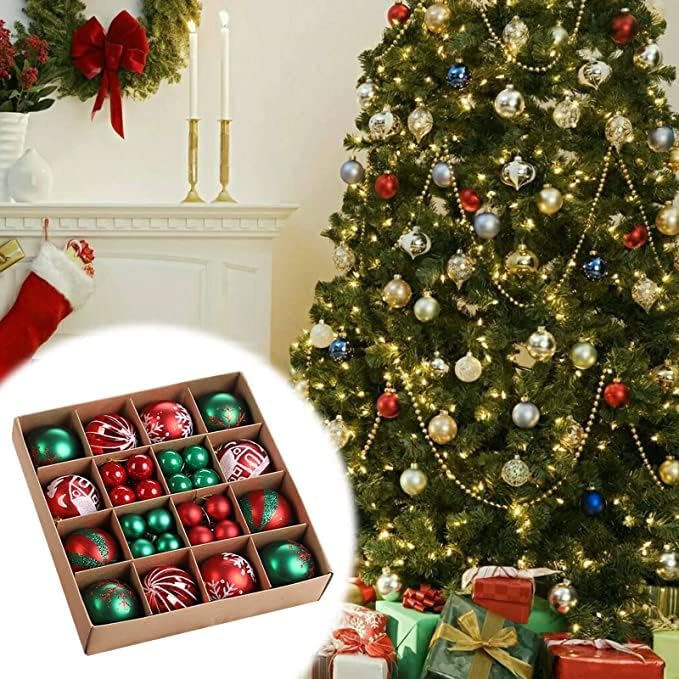 Božićna kugla 3cm i 6 cm papirnati kutija 44pcs dekoracija lopta posebna u obliku kuglice u boji crteža ukrasi privjesak privjesak