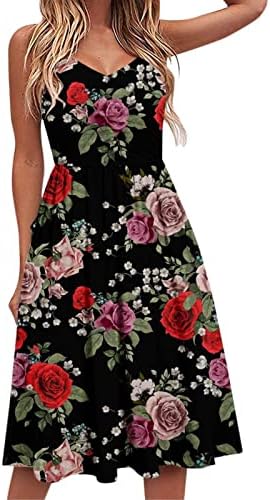 2023. ljetne haljine za žene, modna cvjetna haljina za plažu, slatka a-line slip haljina s dekolteom u obliku slova a, Ležerne sundresses