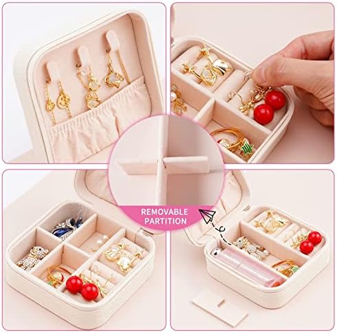 6pcs prijenosni putni mini nakit kutija kožni nakit Organizator prstena za skladištenje poklon kutija djevojke žene.