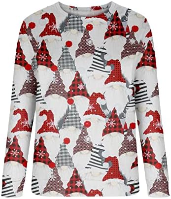 Ženske božićne dukseve smiješne tiskane majice pulover dugih rukava casual creve vrhovi labava udobna božićna bluza
