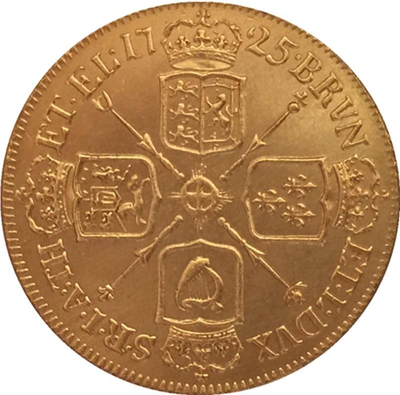 5 različitih datuma Britanski George I čisti bakreni zlatni kovanice Antique Silver Dollar kovanice