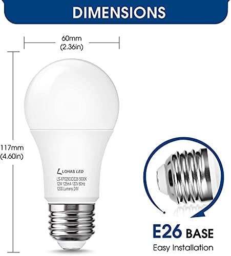 ZATAMNJIVA LED žarulja, ekvivalent 75 LED žarulja, 5000mb dnevno bijela, Edisonova žarulja od 12 vata, 1200LM, standardna LED žarulja,