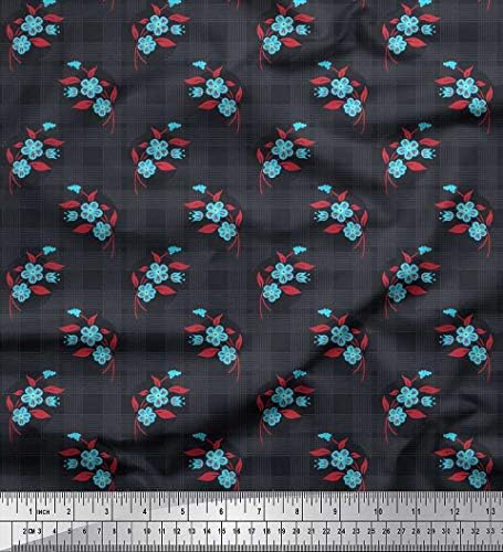 Pamučna Pletena tkanina od pletiva od pamuka, s lišćem i cvjetnim umjetničkim printom, dvorište tkanine za šivanje širine 58 inča