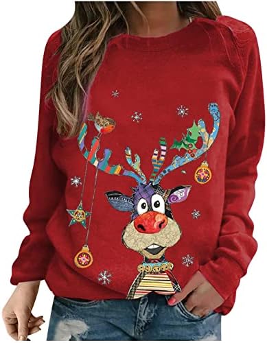 Ružni vrhovi ženska božićna dukserica smiješni gmaz alkohol tisak majice dugih rukava novost slatka majica pulovera