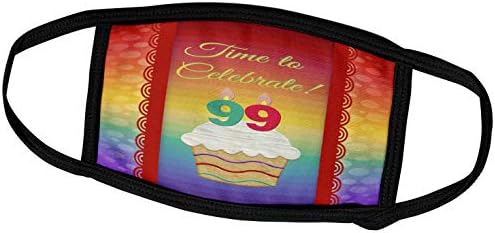 3Drose Beverly Turner Rođendanski dizajn - Cupcake, Broj svijeće, vrijeme, proslavite 99 -godišnju pozivnicu - maske za lice
