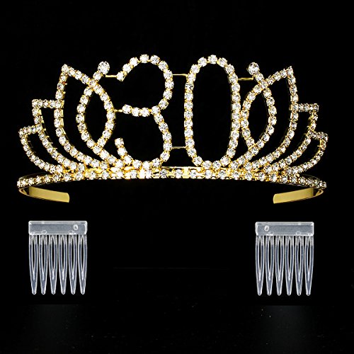 Kraljica 30 rođendanska tijara Ženska kruna 30. rođendan zlatna kruna s rhinestones i dijamantima