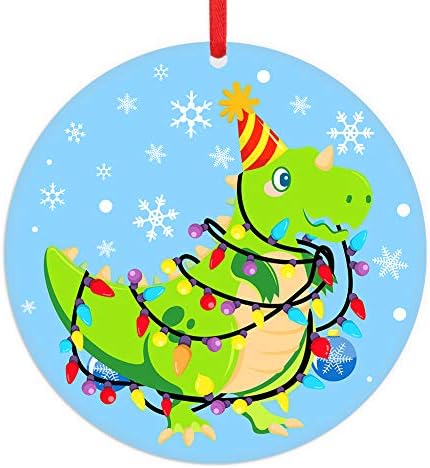 Facraft Dinosaur Božićni ukras, 3 Slatki Dinosaur Valentinovo Poklon za djecu, Smiješan božićni ukras za božićne drvce ukras