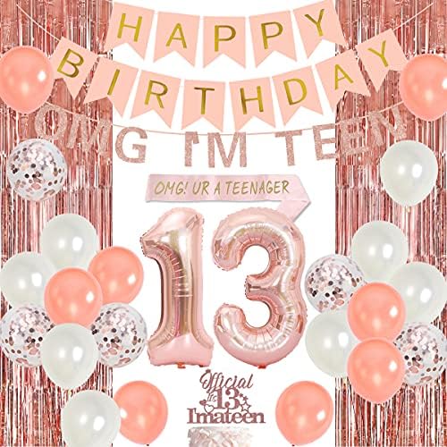 13. rođendan ukrasi za djevojčice ruža zlato - omg ur a tinejdžerski sash zamke za zavjese torta torta gornji natpis vijenac za 13