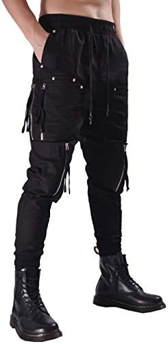 Mokewen muške ženske džepove casual goth punk jogger cargo hiphop techwear teretni gaćica hlače