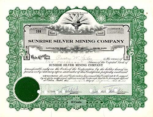 Sunrise Silver Mining Co. - Potvrda o razmjeni