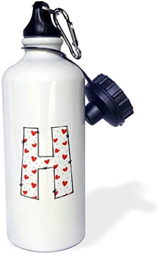 3Drose Slatka crvena i bijela srca Valentinski monogram početni h - boce s vodom