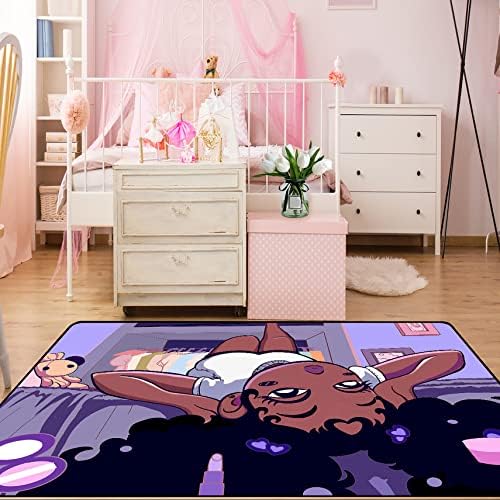 FJKJHKGJ Crna djevojka prostirka za spavaću sobu afroameričke djevojke podne prostirke za dnevnu sobu crtani umjetnički umjetnički