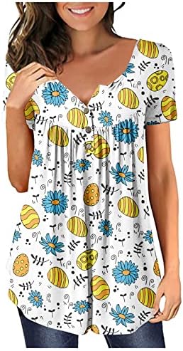 Ženski ljetni vrhovi kratkih rukava za gamaše labave košulje bluze s gumbom za uklanjanje s rukom s rukom