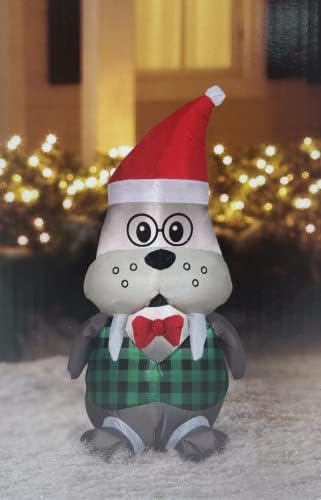 Walrus u Santa šeširu i prsluk božićni odmor na napuhavanje 3,5 metra s zakrpama za popravak