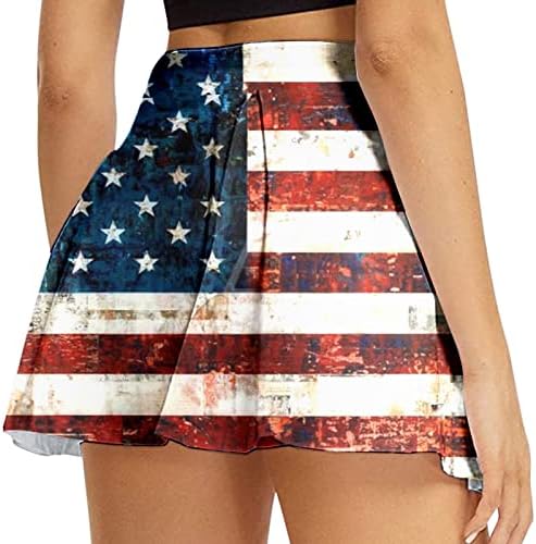 4. srpnja suknje za vježbanje američke zastave s kratkim hlačama za žene s visokim strukom nabojeni protočni golf Skorts 2 u 1 joga
