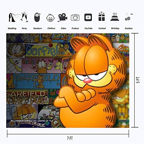 Pozadina Garfield za ukrašavanje rođendanske zabave 7.55 Stopa vinilna pozadina za fotografiranje tematske zabave Garfield torta stol