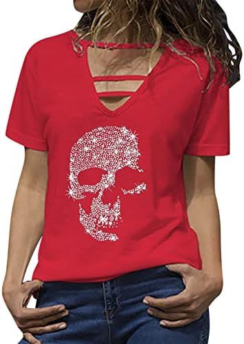 Ženske majice ženske vruće bušilice tiskaju majice v vrat ljetni kratki rukavi majice lagane košulje za žene
