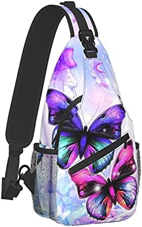 Greexy plava ljubičasta leptiri Sling Rockpack Crossbody Ramena torbe za žene muškarci uzročni daypacks prsta torba planinarenje putovanja