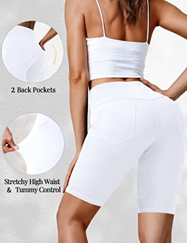 Vooveya 5 /8 Visoki struk joga biciklističke kratke hlače s džepovima za žene - Podizanje stražnjice Spandex Spandex plijen u teretani