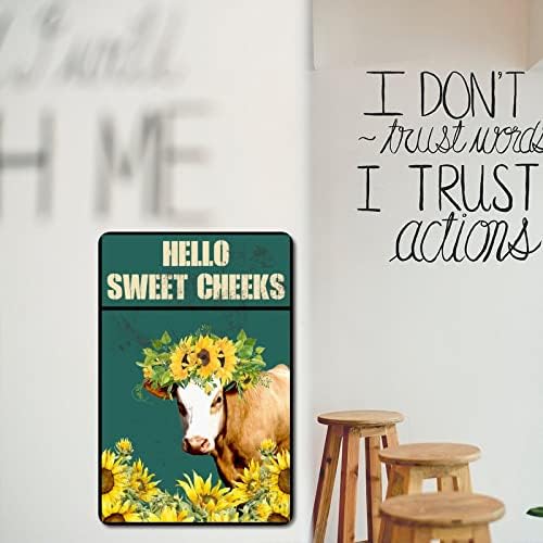 Vintage hrđa Metal Sign pozdrav slatkim obrazima Slatka krava limena natpisa Suncokret Farma životinje Zeleni prilagođeni znakovi vintage